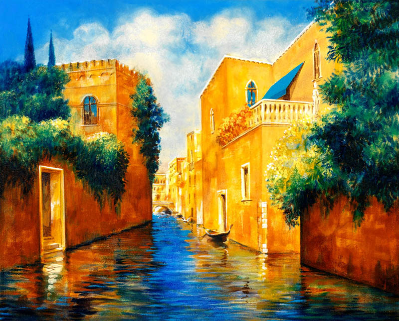 Trompe l'oeil PT 100905 che mostra i canali di Venezia